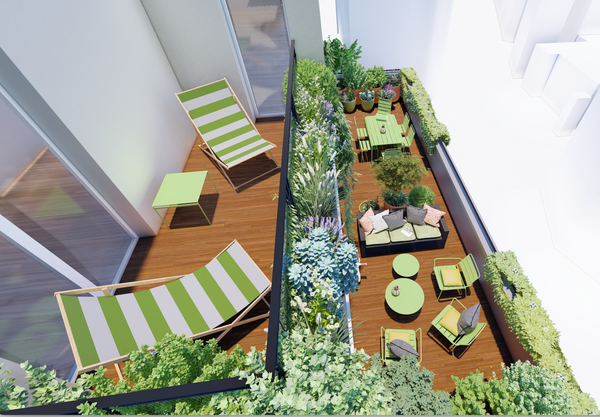 conception 3D terrasse et jardin 